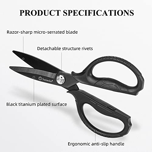Sunnecko Kitchen Scissors All Purpose Heavy Duty Scissors Titanium Coated, Kitchen Shears for Food, Micro Serrated with Detachable Blades - Image 2