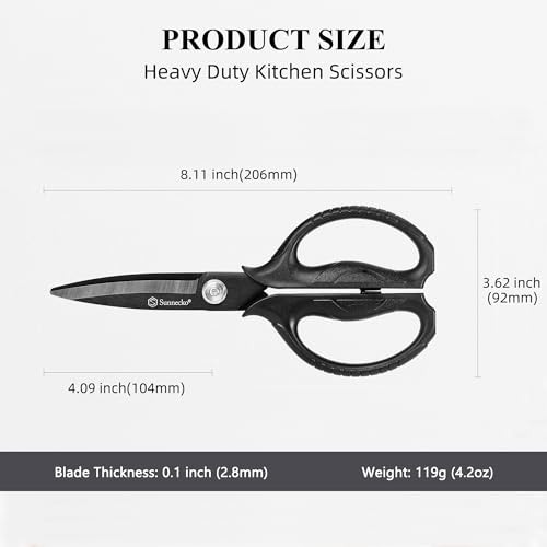 Sunnecko Kitchen Scissors All Purpose Heavy Duty Scissors Titanium Coated, Kitchen Shears for Food, Micro Serrated with Detachable Blades - Image 3