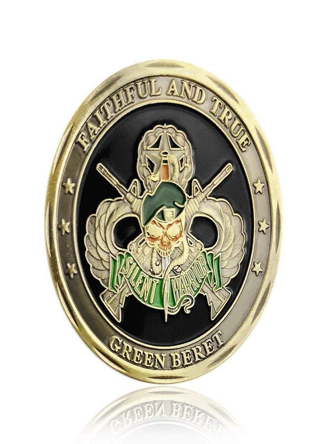 Glamtune U.S. Army Special Forces Challenge Coin Faithful and True Green Beret Coin (Single Coin) - Image 1