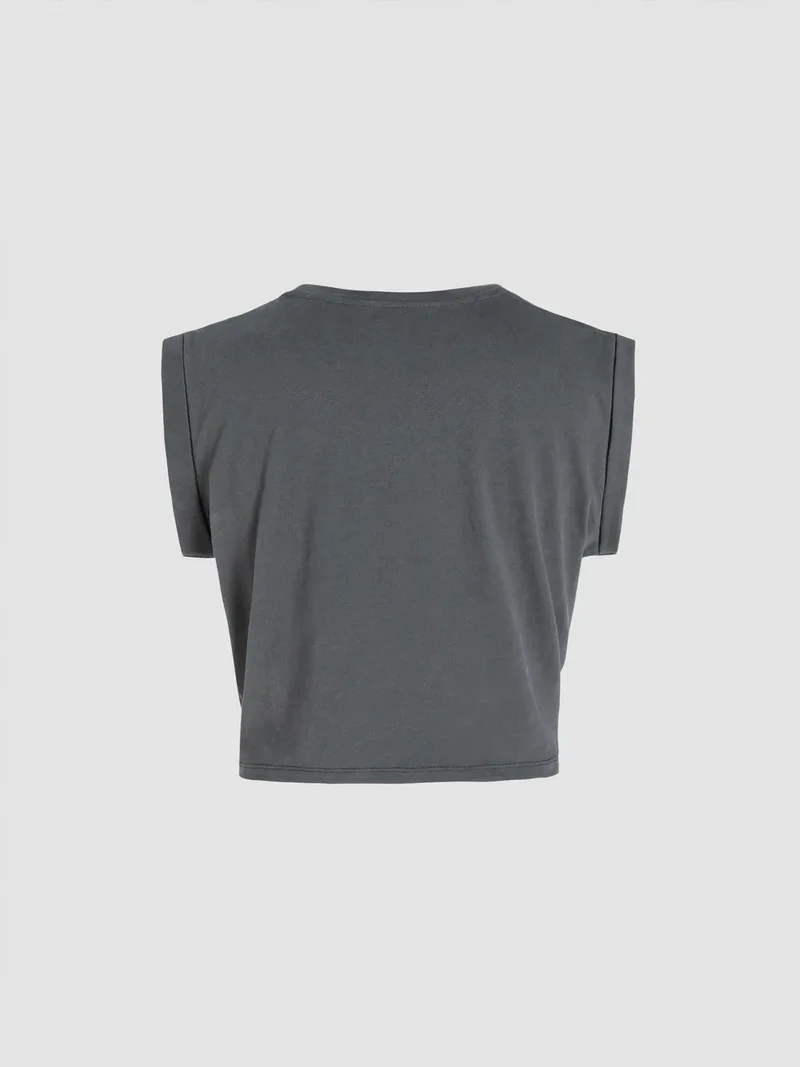 HICCUP Basic Crew Neck Cropped T-Shirt