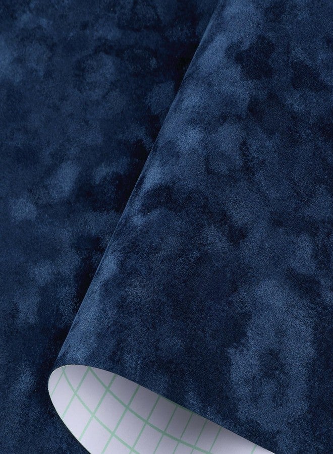 Decotalk 2ft x 10ft Velvet Shelf Liner Adhesive Shelf Liner for Cabinets and Drawers Dark Blue Felt Drawer Liners Self Adhesive Velvet Drawer Liners Flocking Fabric for Jewelry Box Drawers Felt Lining - Image 1