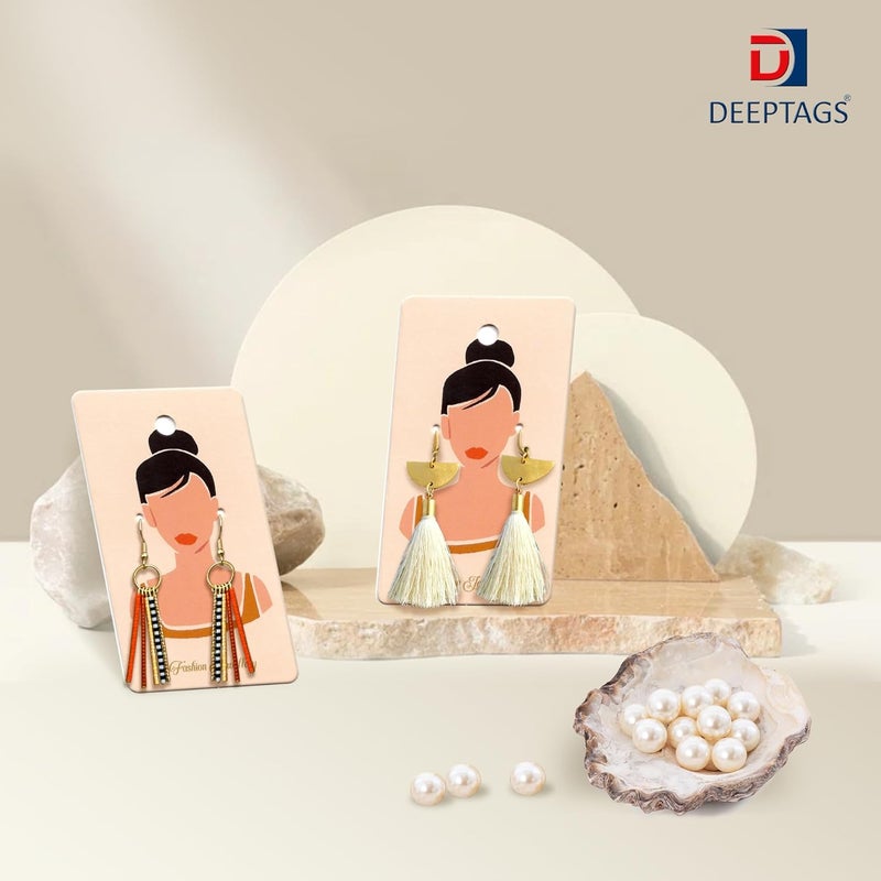 DEEPTAGS Printed Jewellery Display Cards with Transparent Plastic Bags for Bracelet, Earring, Necklace, Jewelry - Peach, 100 PCS - Image 3