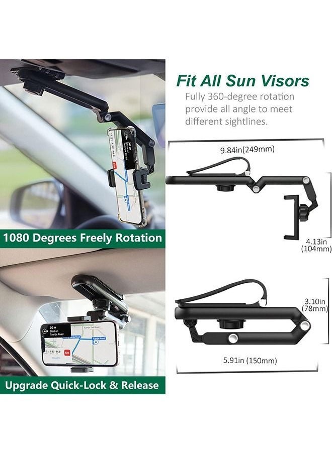 Arabest Car Phone Holder for Sun Visor, 1080° Rotatable Sun Visor Car Phone Mount Foldable Dashboard Phone Holder for Car, Universal Adjustable Spring Clip Car Cell Phone Stand for All Phone - Image 5