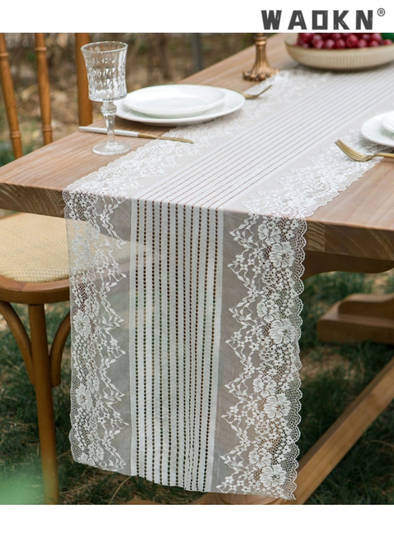 WAOKN Exquisite Lace Table Runner for Outdoor Weddings and Events, Ideal for Long Tables and Coffee Tables, Enhances Sophistication to Your Decorative Table Settings, Perfect for Special Occasions - Image 2