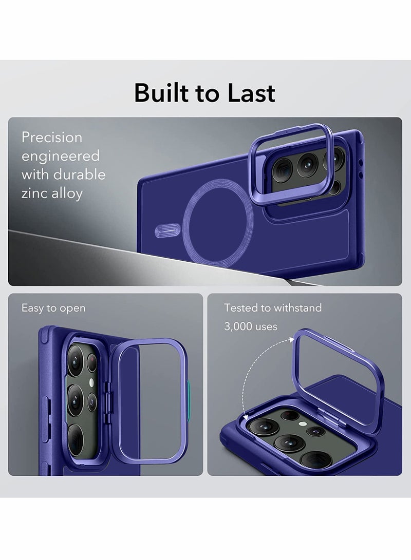 دبليو تيك حافظة لهاتف سامسونج جالاكسي S24 الترا 5G 2024 باللون الأزرق الداكن من Magsafe مغناطيسية قابلة للطي - Image 2