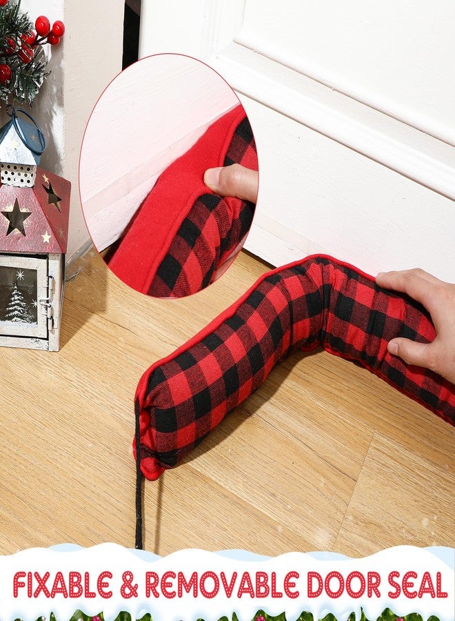 بانجدا بانغدا، مانع تسرب الهواء للأبواب بطول 36 بوصة، بنقشة مربعات الجاموس، عازل للصوت والرياح، مثالي لعيد الميلاد والشتاء. - Image 4