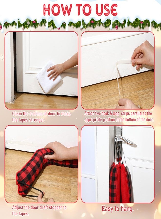 بانجدا بانغدا، مانع تسرب الهواء للأبواب بطول 36 بوصة، بنقشة مربعات الجاموس، عازل للصوت والرياح، مثالي لعيد الميلاد والشتاء. - Image 3