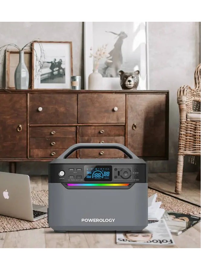باورولوجي - Powerology مولد طاقة محمول 120000 مللي أمبير في الساعة شحن سريع 384 وات في الساعة 600 وات - أسود - Image 1