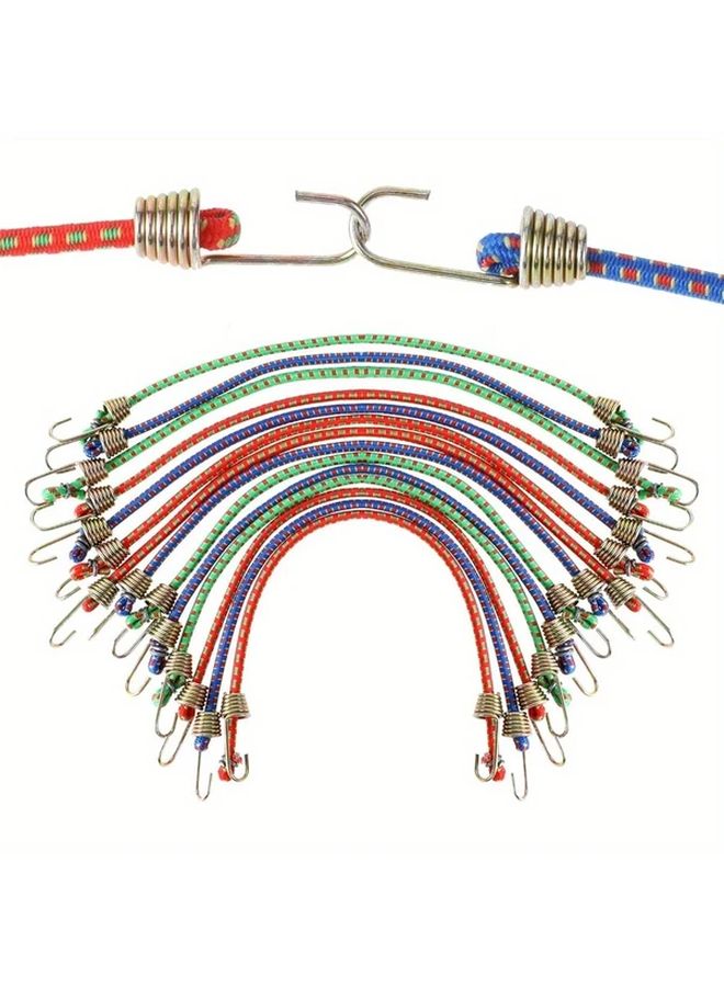 7pcs Mixed Color Elastic Ropes With Metal Hooks For Cargo Tarps Bikes Tents - Image 2