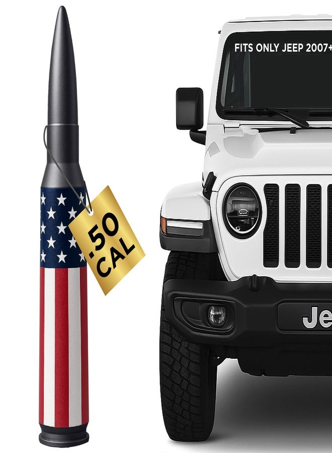 EcoAuto Car Antenna for Jeep Wrangler JK & JL (2007-2023) & Gladiator - Short Antenna - Anti-Theft Design - Highly Durable Truck Antenna - Jeep Wrangler Accessories (American Flag) - Image 1