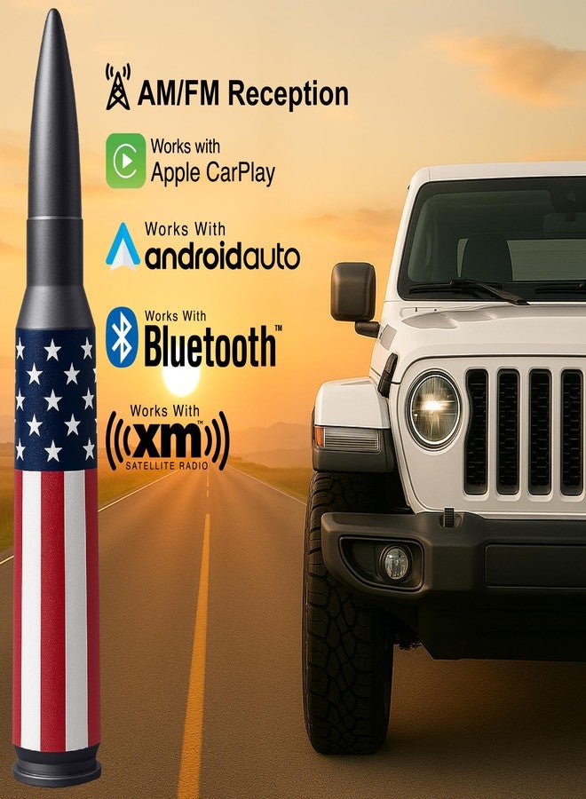 EcoAuto Car Antenna for Jeep Wrangler JK & JL (2007-2023) & Gladiator - Short Antenna - Anti-Theft Design - Highly Durable Truck Antenna - Jeep Wrangler Accessories (American Flag) - Image 2