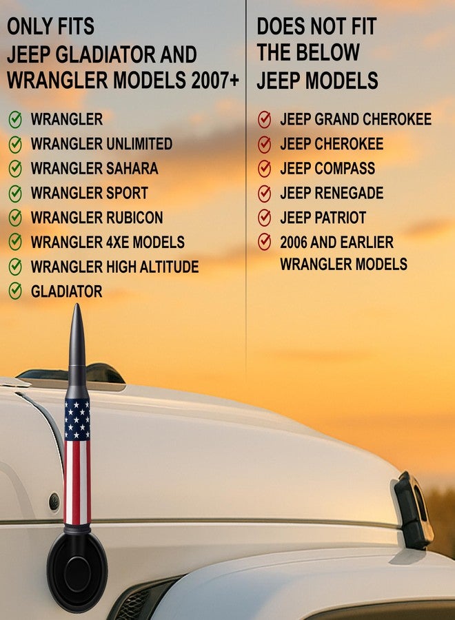 EcoAuto Car Antenna for Jeep Wrangler JK & JL (2007-2023) & Gladiator - Short Antenna - Anti-Theft Design - Highly Durable Truck Antenna - Jeep Wrangler Accessories (American Flag) - Image 3