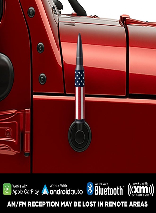 EcoAuto Car Antenna for Jeep Wrangler JK & JL (2007-2023) & Gladiator - Short Antenna - Anti-Theft Design - Highly Durable Truck Antenna - Jeep Wrangler Accessories (American Flag) - Image 4