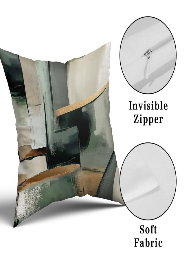 Giwawa Sage Green Gold Pillow Covers Abstract Green and Gold Throw Pillow Covers Set of 2 Modern Minimalist Square Pillow Case for Sofa Bed Living Room Home Decor 18 x 18 Inches - Image 4
