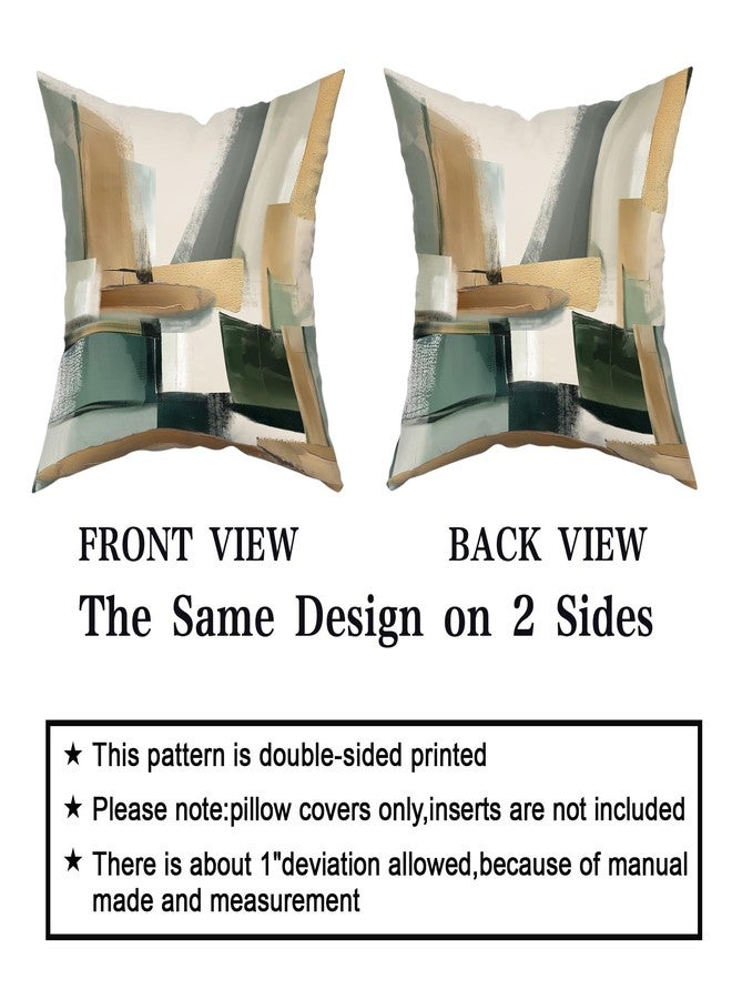 Giwawa Sage Green Gold Pillow Covers Abstract Green and Gold Throw Pillow Covers Set of 2 Modern Minimalist Square Pillow Case for Sofa Bed Living Room Home Decor 18 x 18 Inches - Image 3