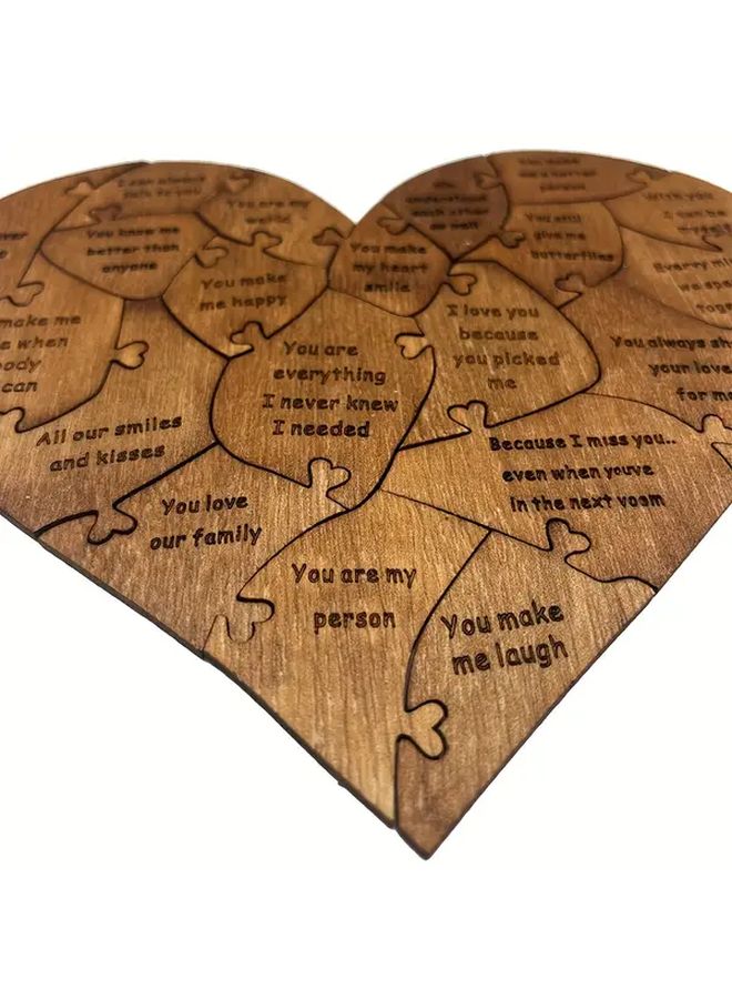 Wooden Heart Shaped Puzzle Box With 20 Reasons Why I Love You Romantic Gift - Image 1