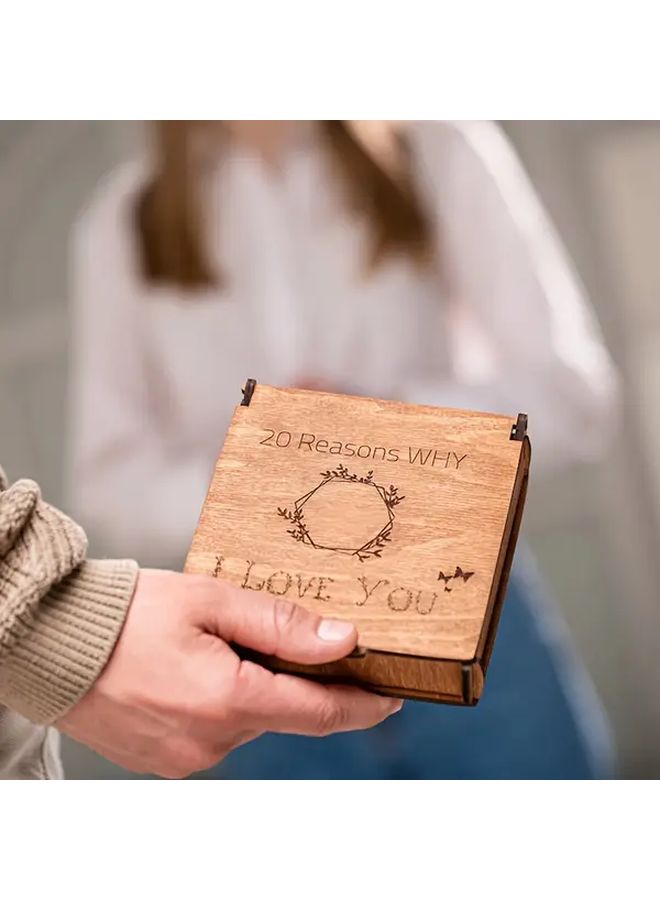 Wooden Heart Shaped Puzzle Box With 20 Reasons Why I Love You Romantic Gift - Image 3