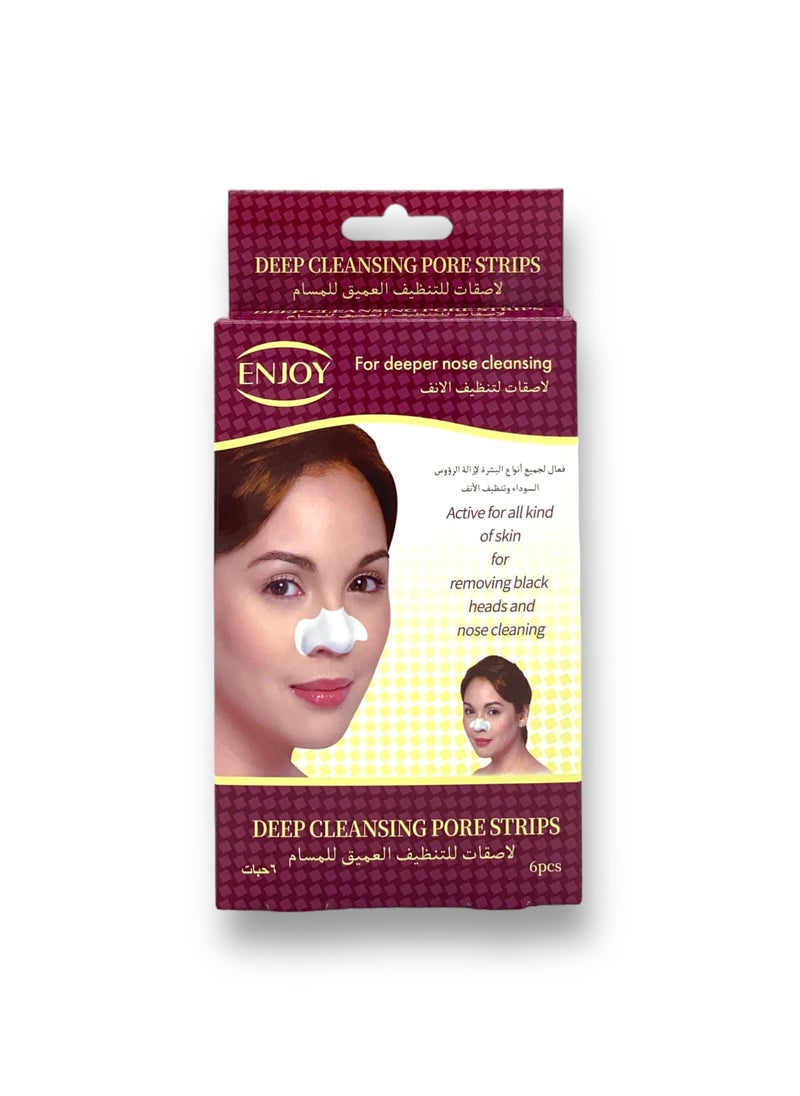 ENJOY ENJOY Deep Cleansing Nose Strips – 6 Pcs | Removes Blackheads & Impurities for Clear Skin 