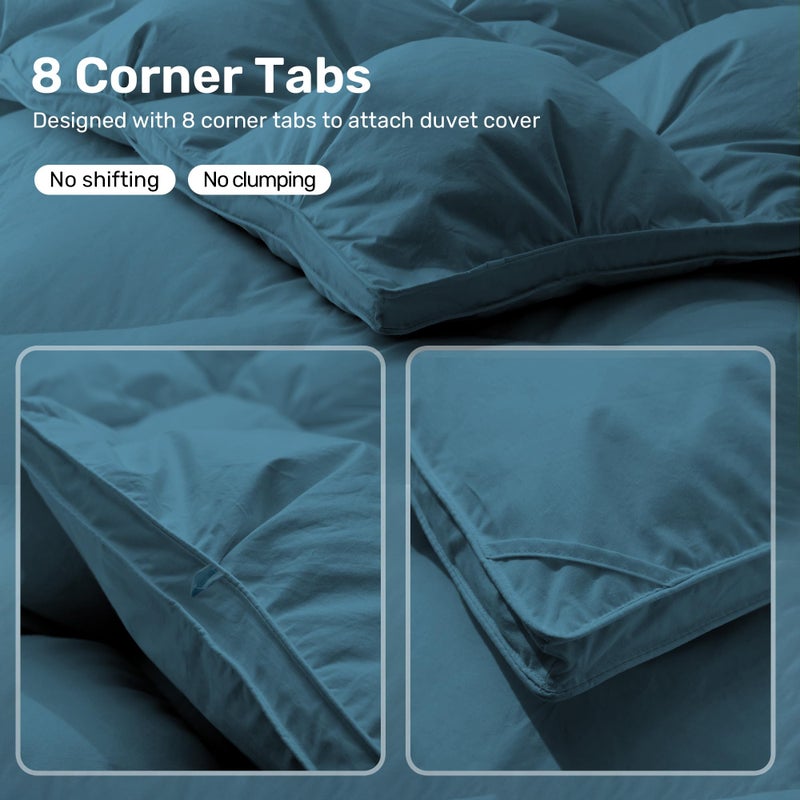UNIKOME Pinch Pleat Goose Feather Down Comforter -20% Extra Fill, 90oz, All Season Duvet Insert with 100% Cotton Cover, Cloud-Like Fluffiness (Navy, Queen/Full,90"X90") - Image 4