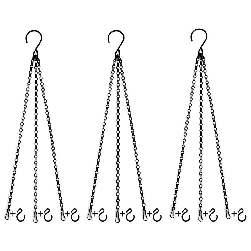 Uarepretty Uarepretty 3 Sets 24 Inches Hanging Chains for Planters Ornaments Bird Feeders Billboards Fruit Basket Indoor and Outdoor Black 