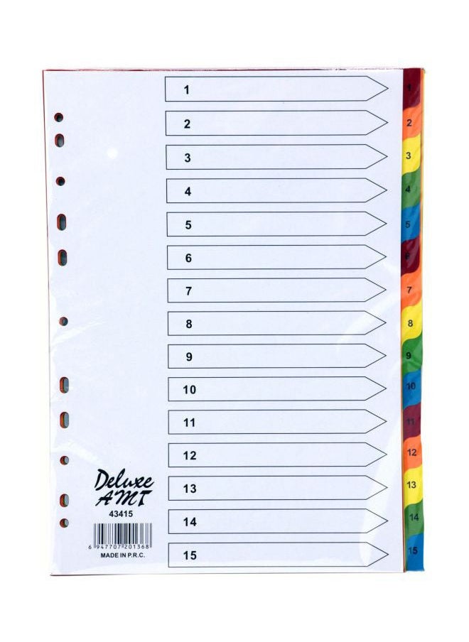 Deluxe - 15 Tab Manila Color Divider With Number , Stationery Binder Index Dividers - Image 1