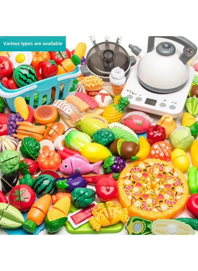 Children's Play House Cut Fruit Toy Simulation Kitchen Girl Shopping Cart Vegetable Cake Pizza Cut Joy-Color:Chieqile 24-piece Set - Image 2