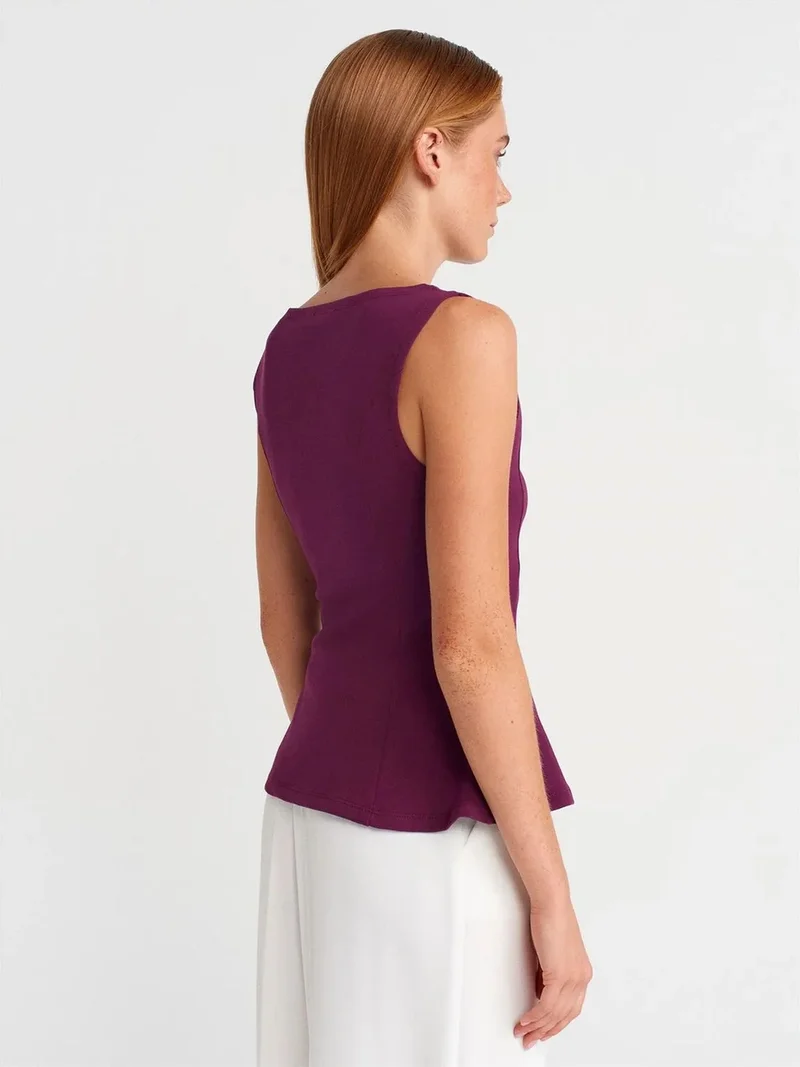 ديلفين DILVIN Fitted Sleeveless Peplum Blouse