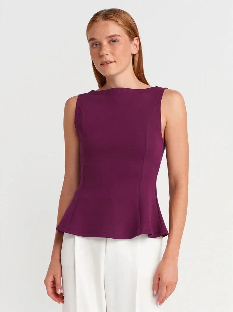 ديلفين DILVIN Fitted Sleeveless Peplum Blouse