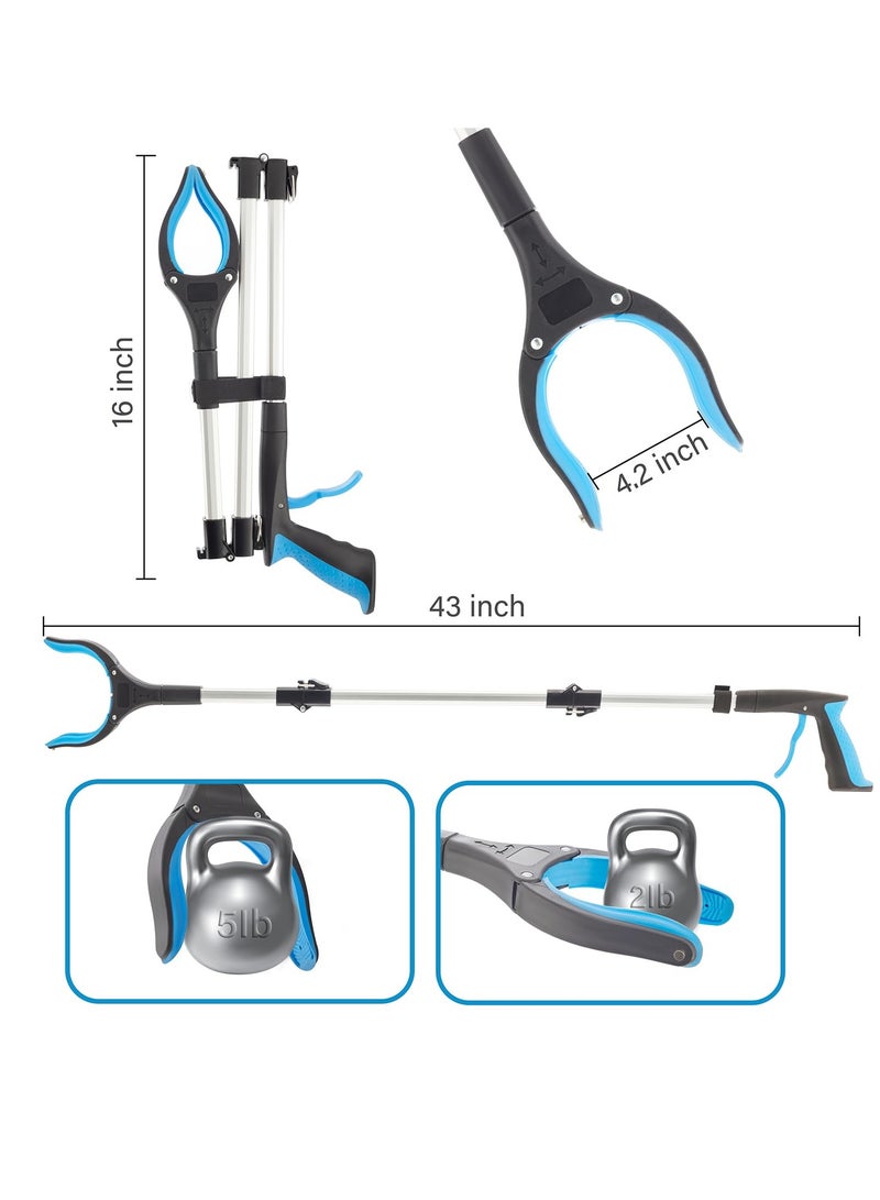 Excefore 43" Extra Long Reacher Grabber Tool, Foldable Heavy Duty Pickup Gripper, Mobility Aid Reaching Assist Tool with Rotating Jaw - Image 3