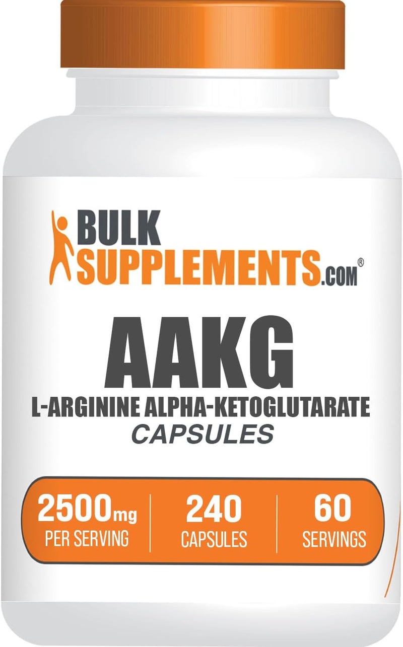 BulkSupplementscom AAKG Capsules  Arginine AKG Supplement Nitric Oxide Supplement  Gluten Free 4 Capsules per Serving 2500mg 240 Count Pack of 1 - Image 1