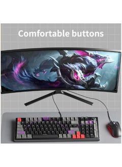 T-WOLF 80% Mechanical Gaming Keyboard LED Backlit Compact 97 Keys Wired Mechanical Keyboard With Volume Control Knob  Switch Keyboard for Gaming or Office  - Image 3