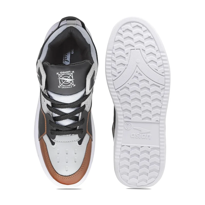 أسيان Men's Black Tan Casual Sneakers for Boys
