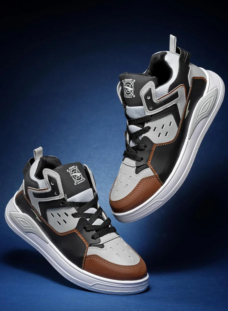 Asian  Men's Black Tan Casual Sneakers for Boys for Men | Best Price UAE