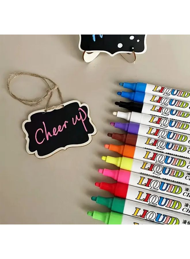 8 قطع من علامات الطباشير السائلة النيون غير السامة والقابلة للمحو للوحة الطباشير وزجاج النافذة - Image 3