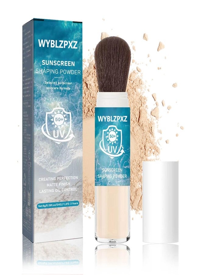 WYBLZPXZ Mineral Facial Powder Sunscreen,SPF50+ PA++++ Loose Setting Sunscreen Powder for Face,Lasting Oil Control Lightweight Brush on Sunscreen for All Skin Types,Matte Concealer Face Setting Powder Makeup - Image 1