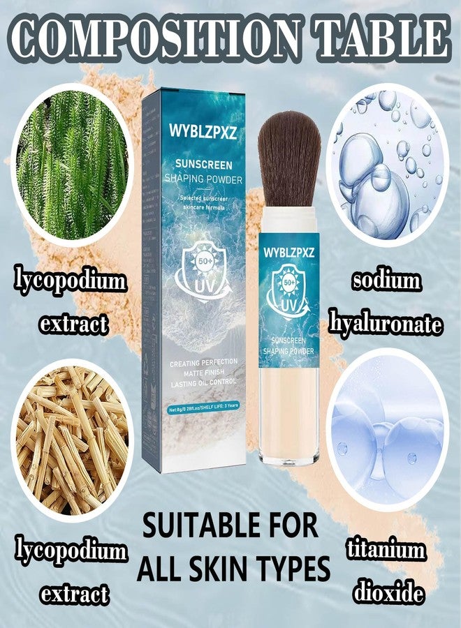 WYBLZPXZ Mineral Facial Powder Sunscreen,SPF50+ PA++++ Loose Setting Sunscreen Powder for Face,Lasting Oil Control Lightweight Brush on Sunscreen for All Skin Types,Matte Concealer Face Setting Powder Makeup - Image 5
