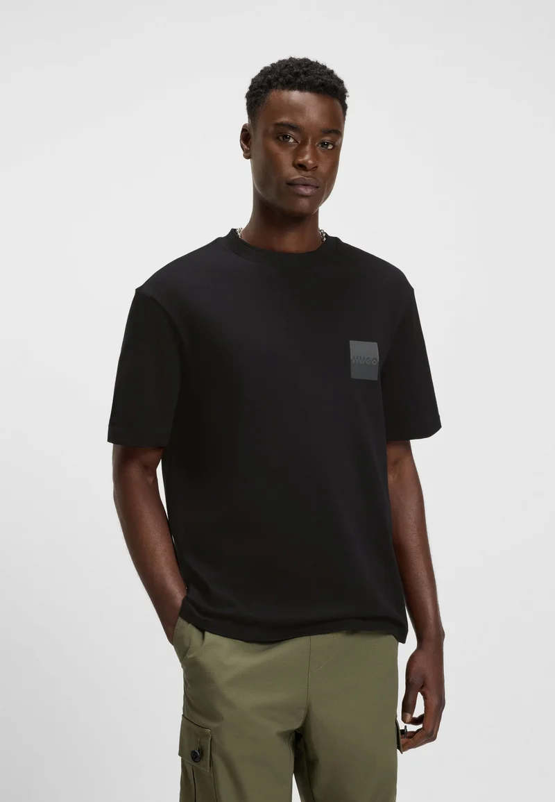 HUGO Relaxed-fit T-shirt in cotton with split logos