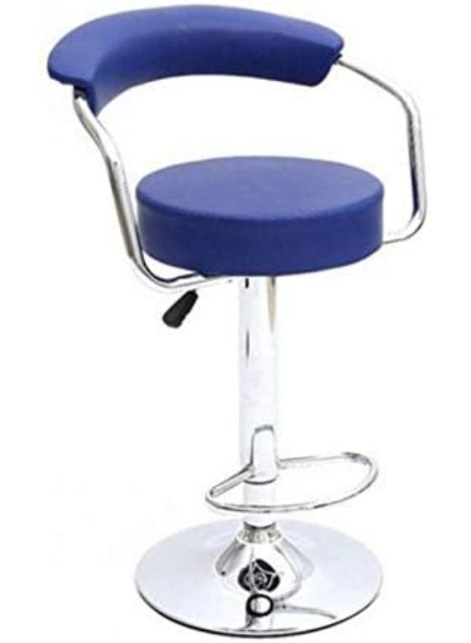 Bar Chair, 80 cm Height, Leather, Blue, 45 cm Width, 40 cm Depth