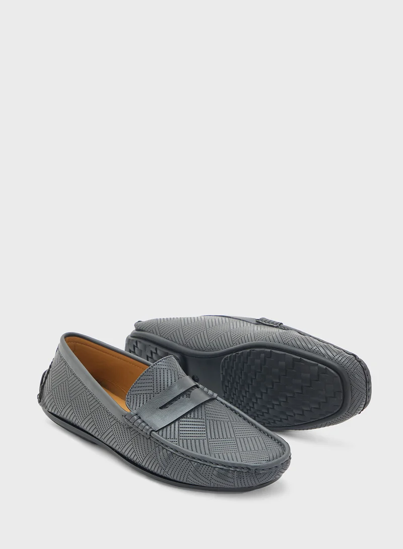 Robert Wood Perforation Detail Casual Loafers