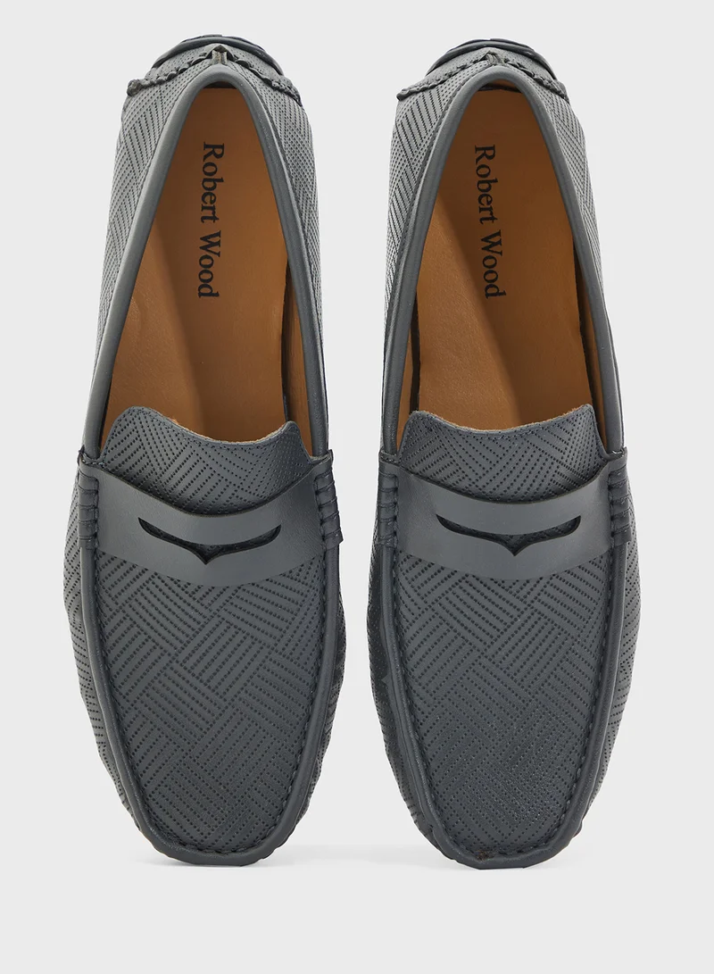 Robert Wood Perforation Detail Casual Loafers