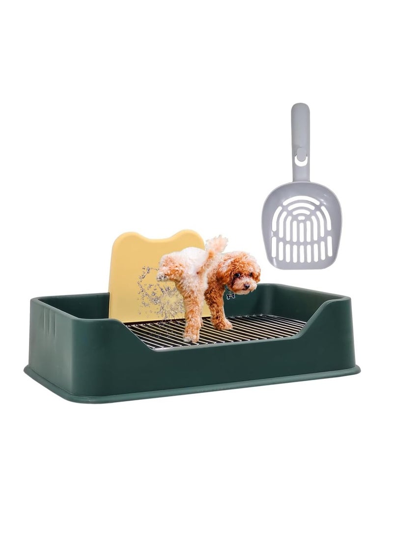 NNC PETS Dog toilet training with Pee post, Cleaning shovel, and Non-slip base, 52 cm Dog potty training tray for small to medium dogs, Removable stainless steel grid, Keep paws and floor clean (Green) - Image 1