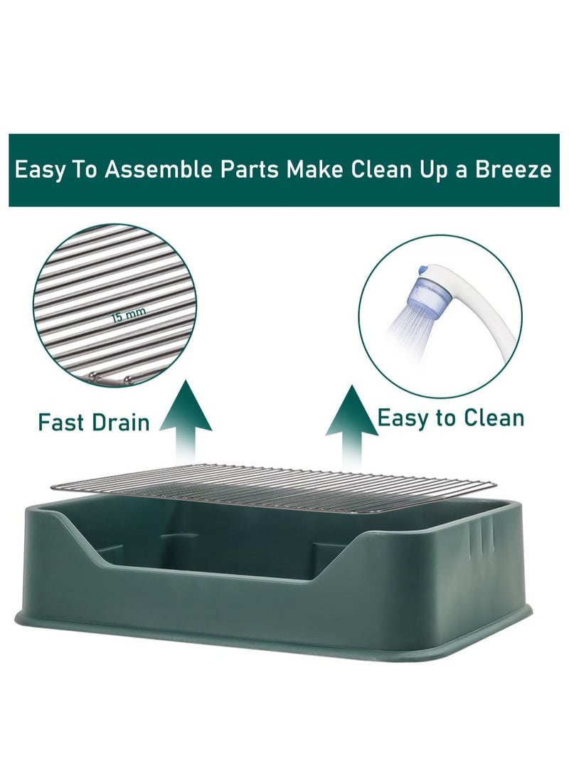 NNC PETS Dog toilet training with Pee post, Cleaning shovel, and Non-slip base, 52 cm Dog potty training tray for small to medium dogs, Removable stainless steel grid, Keep paws and floor clean (Green) - Image 3