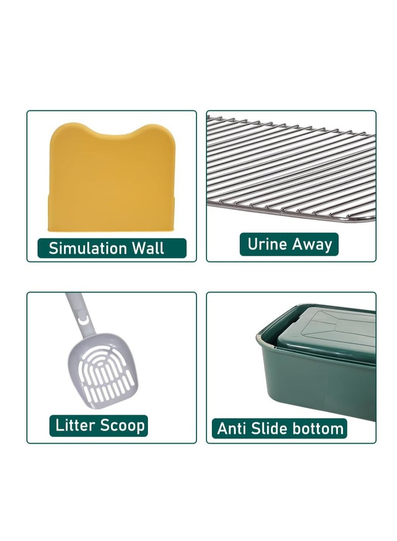 NNC PETS Dog toilet training with Pee post, Cleaning shovel, and Non-slip base, 52 cm Dog potty training tray for small to medium dogs, Removable stainless steel grid, Keep paws and floor clean (Green) - Image 5