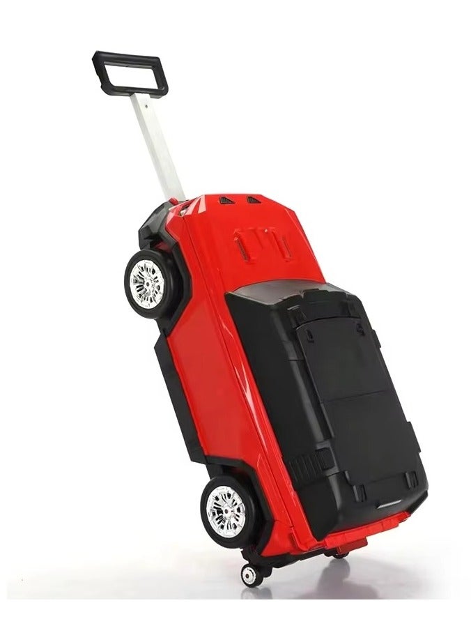 صندوق العاب حقيبة سفر كبيرة للأطفال مزودة بأربع عجلات ومساحة تخزين كبيرة وسيارة دفع بلاستيكية للأطفال مزودة بمقبض وحقيبة منزلقة وسيارة ألعاب للأطفال - Image 2