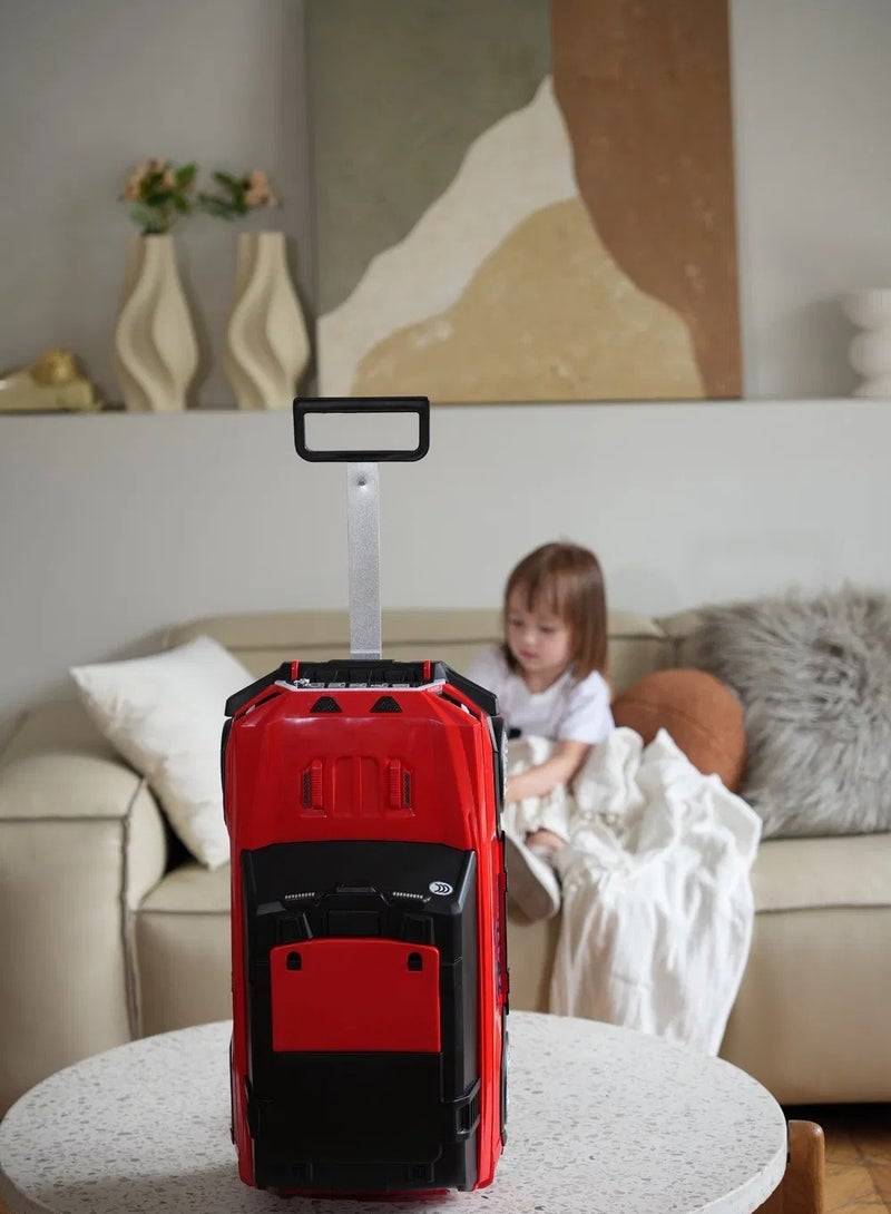صندوق العاب حقيبة سفر كبيرة للأطفال مزودة بأربع عجلات ومساحة تخزين كبيرة وسيارة دفع بلاستيكية للأطفال مزودة بمقبض وحقيبة منزلقة وسيارة ألعاب للأطفال - Image 3