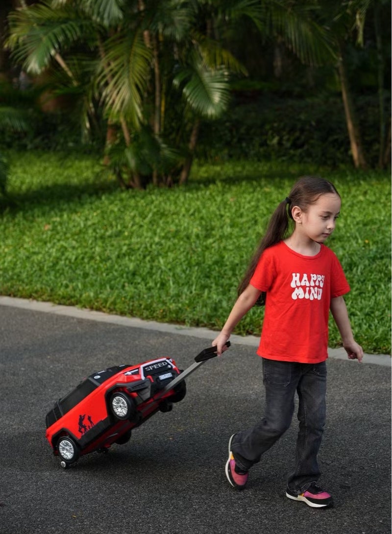 صندوق العاب حقيبة سفر كبيرة للأطفال مزودة بأربع عجلات ومساحة تخزين كبيرة وسيارة دفع بلاستيكية للأطفال مزودة بمقبض وحقيبة منزلقة وسيارة ألعاب للأطفال - Image 4