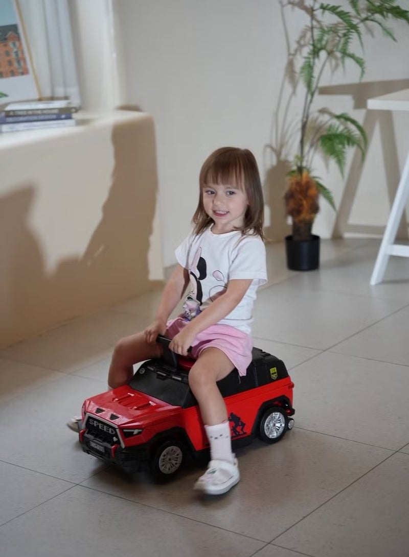 صندوق العاب حقيبة سفر كبيرة للأطفال مزودة بأربع عجلات ومساحة تخزين كبيرة وسيارة دفع بلاستيكية للأطفال مزودة بمقبض وحقيبة منزلقة وسيارة ألعاب للأطفال - Image 5