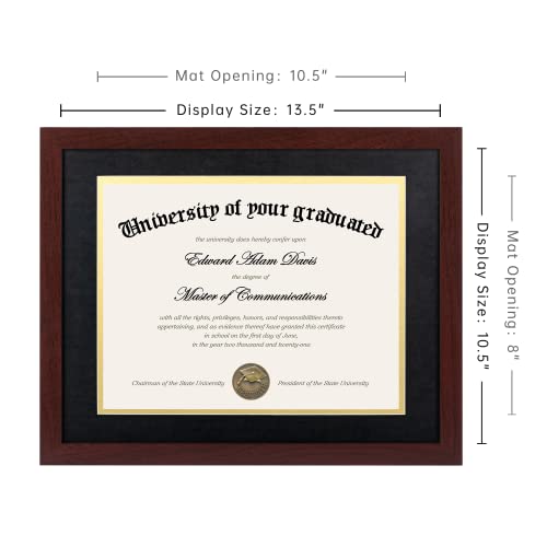 upsimples 11x14 Diploma Frame Certificate Degree Document Frame with High Definition Glass, 8.5 x 11 with mat for Wall and Tabletop, Mahogany Double Mat, 3 Pack - Image 4