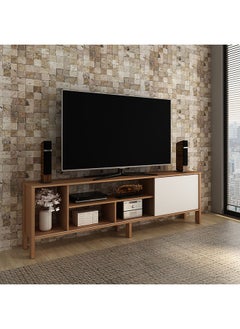DANUBE HOME Cedro TV Cabinet For Up To 45 Inches TV Entertainment Wall Unit Furniture Wooden TV Stand For Living Room Bedroom TV Rack L183xW30xH56 cm Almond/White  - Image 1