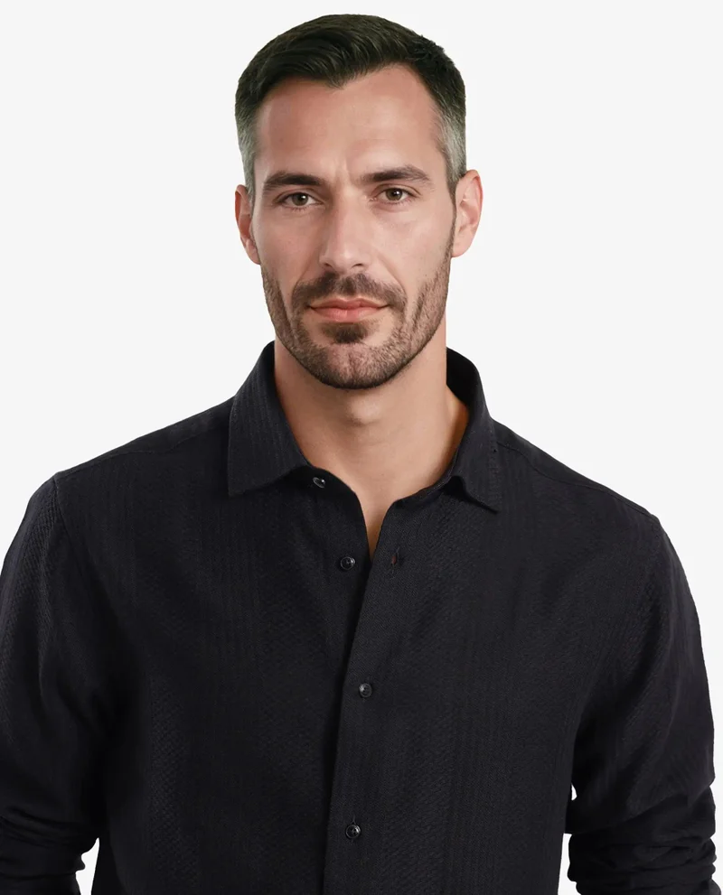 Rare Rabbit Men's Dobby Textured Plain Shirt